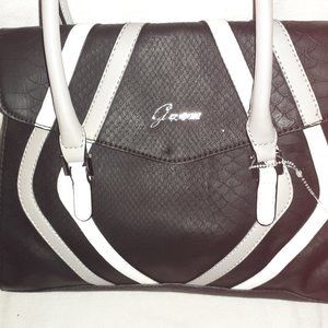 Black and Cream Striped Backpack/Satchel